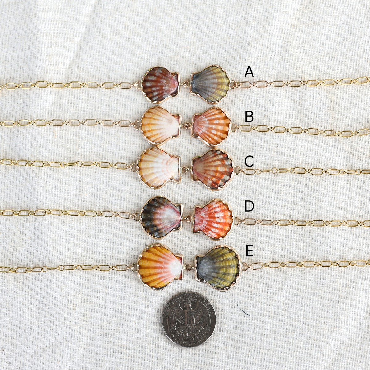 Gold Double Sunrise Shell Chain Cuff