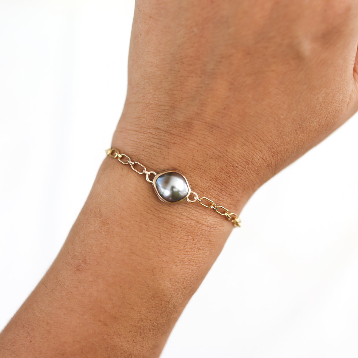 Gold Pearl and Shell Chain Bracelets