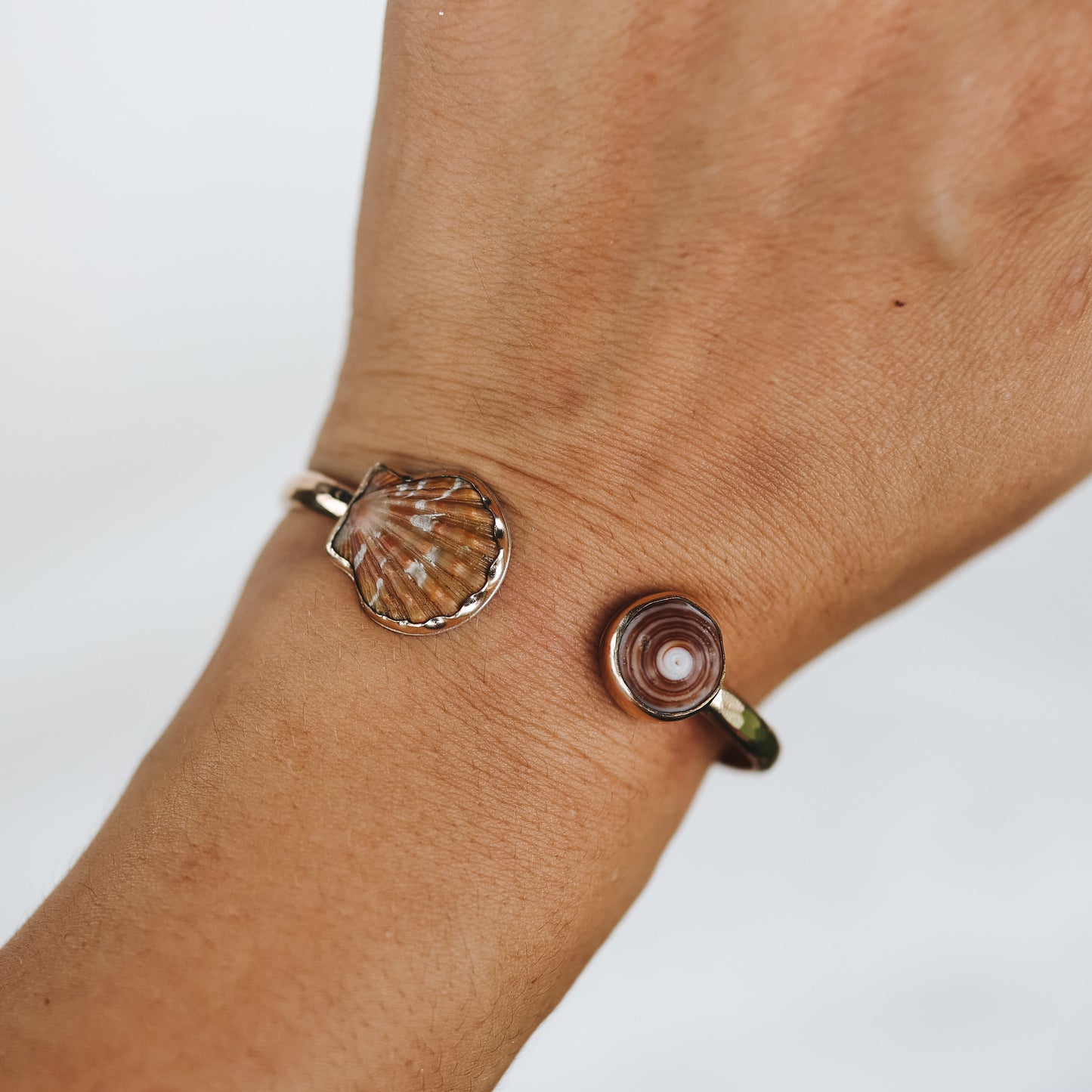 Gold Sunrise Shell and Puka Shell Cuff