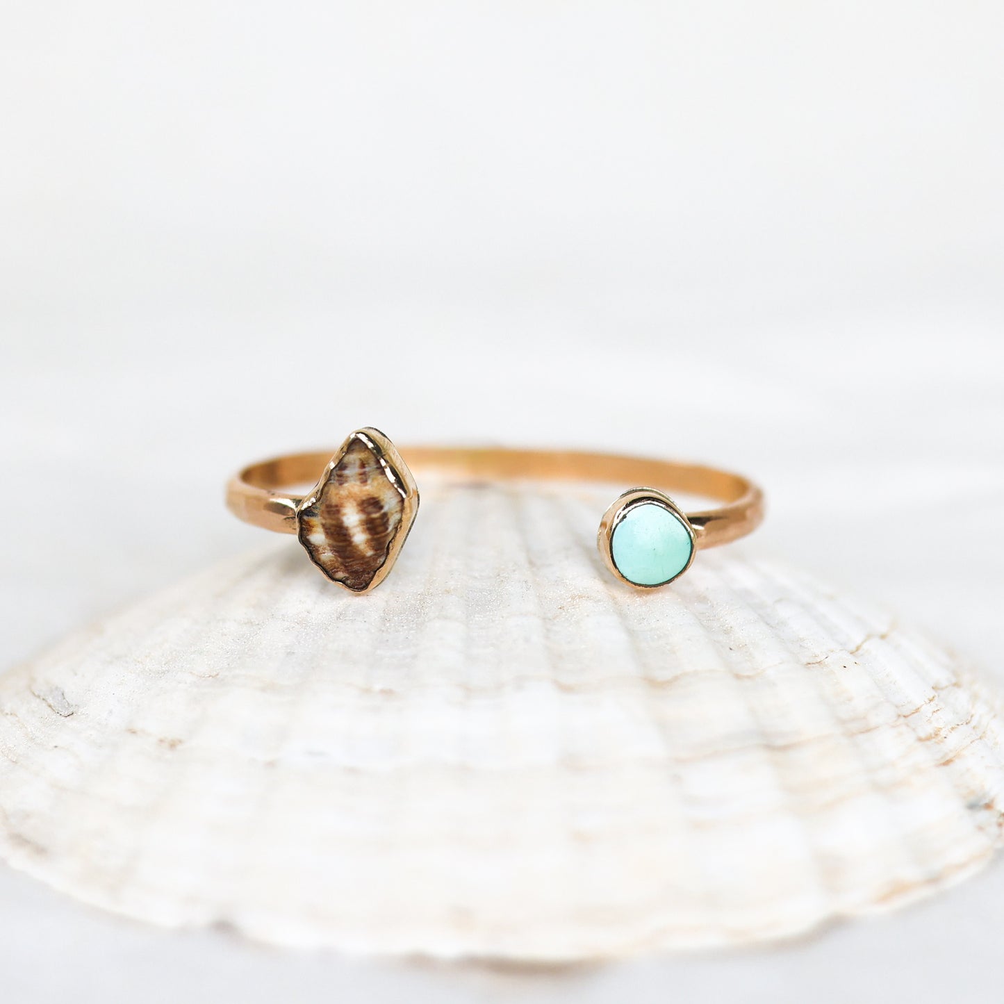Gold Shell and Turquoise Cuff