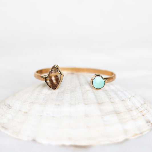 Gold Shell and Turquoise Cuff