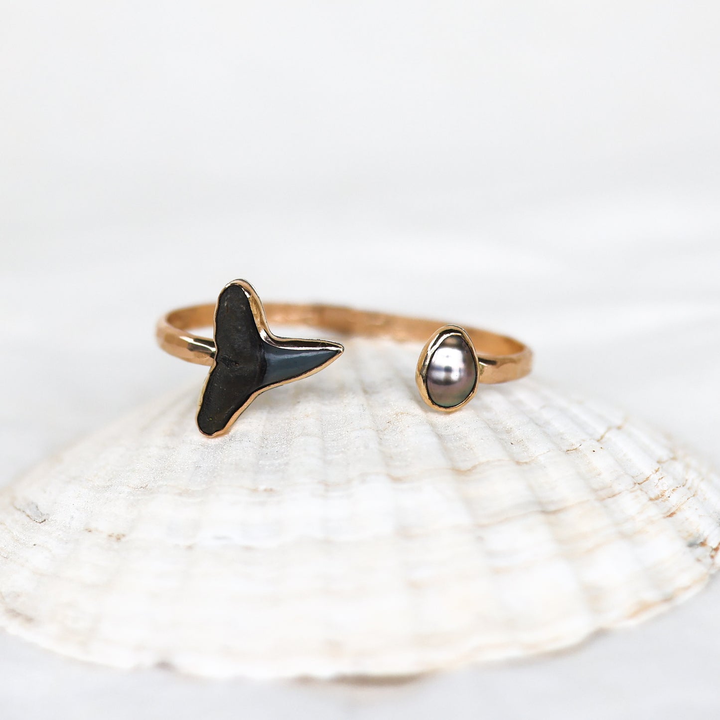 Gold Shark Tooth Tahitian Pearl Cuff
