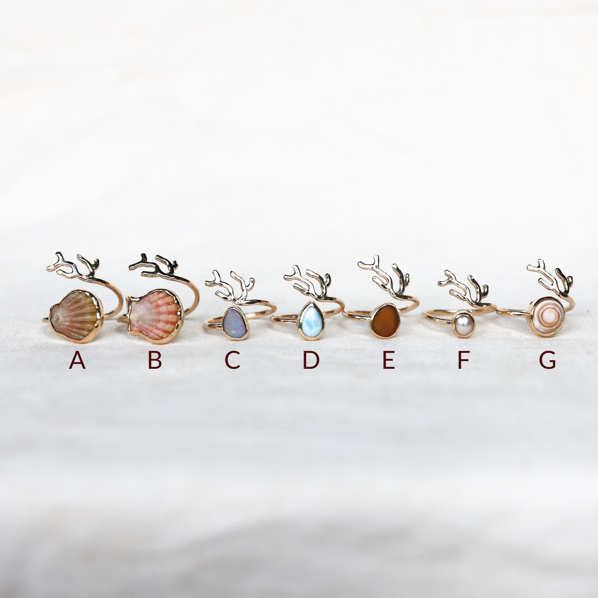 Gold Sz. 9 Coral Branch Rings