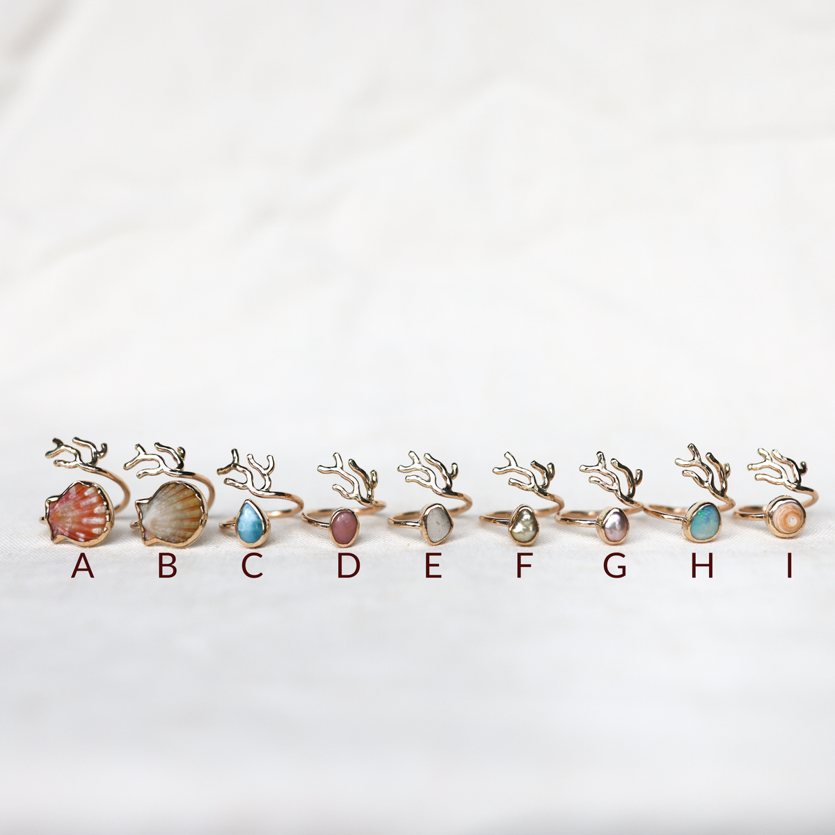 Gold Sz. 6 Coral Branch Rings
