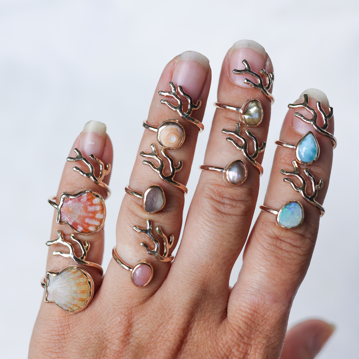 Gold Sz. 6 Coral Branch Rings