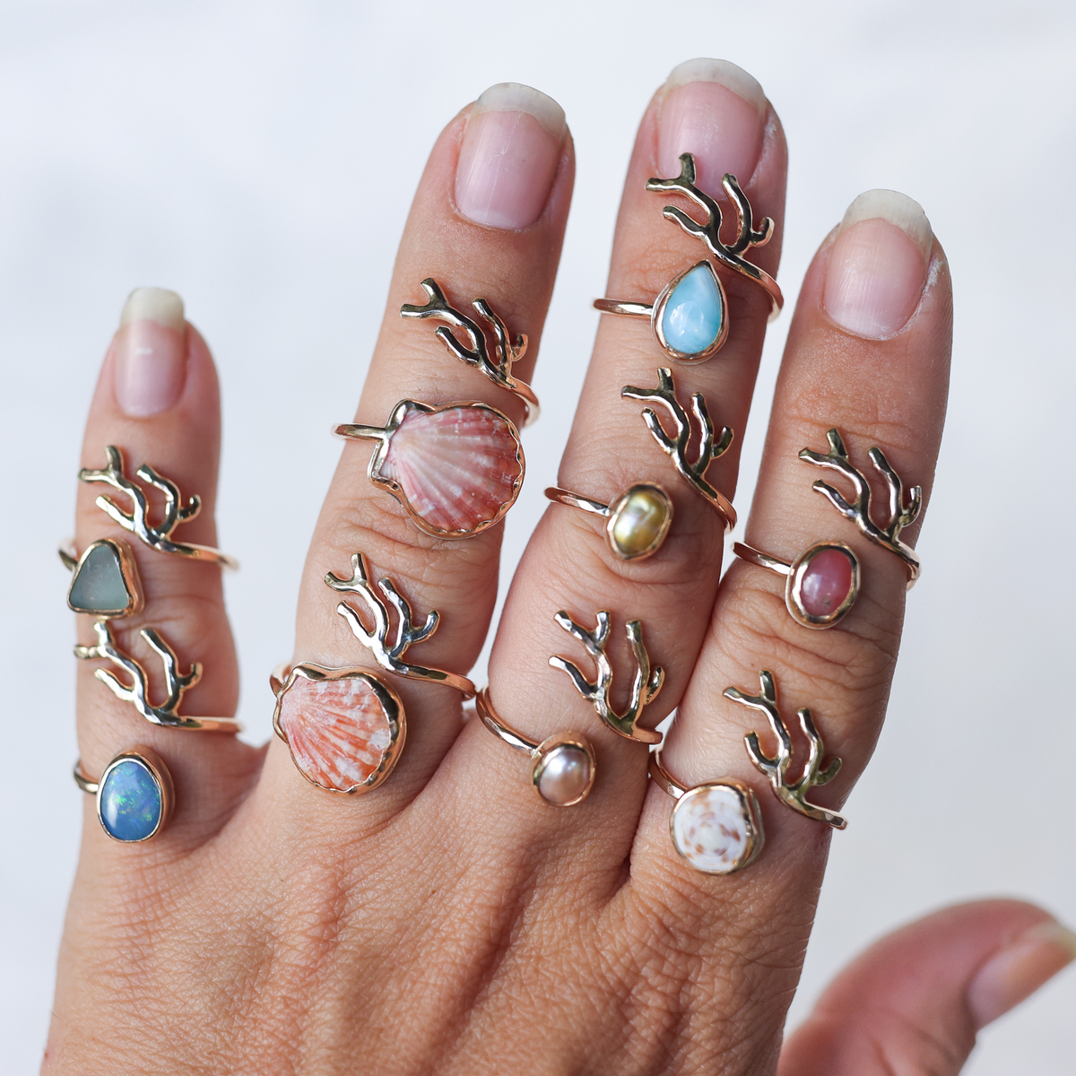 Gold Sz. 7 Coral Branch Ring