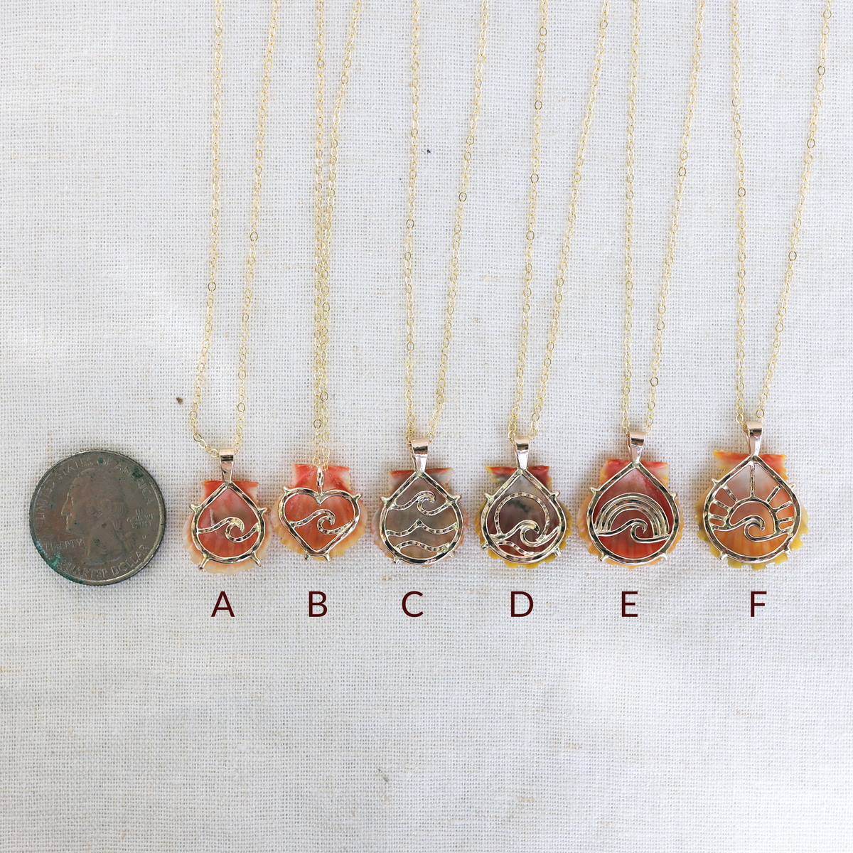 Gold Prong Set Sunrise Shell Necklaces