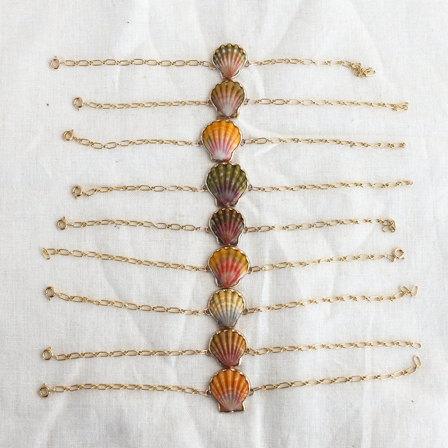 Gold Sunrise Shell Chain Cuff