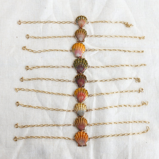 Gold Sunrise Shell Chain Cuff