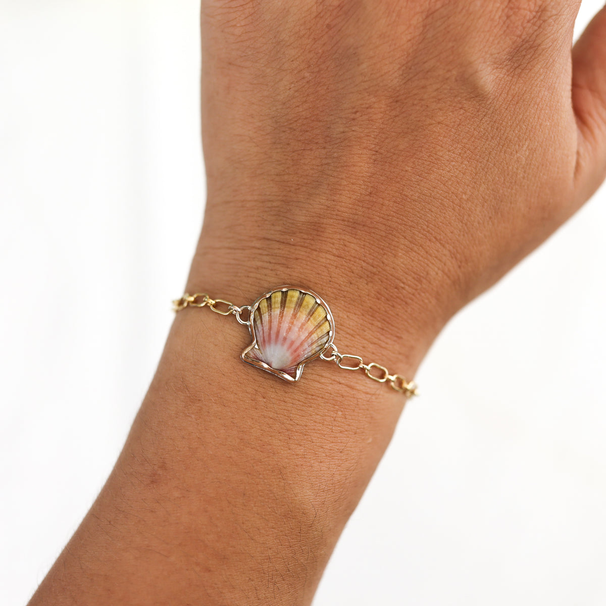 Gold Sunrise Shell Chain Cuff