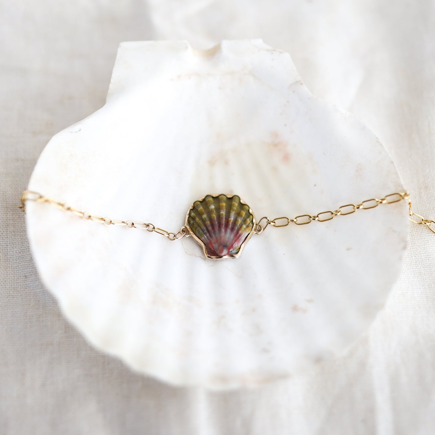 Gold Sunrise Shell Chain Cuff