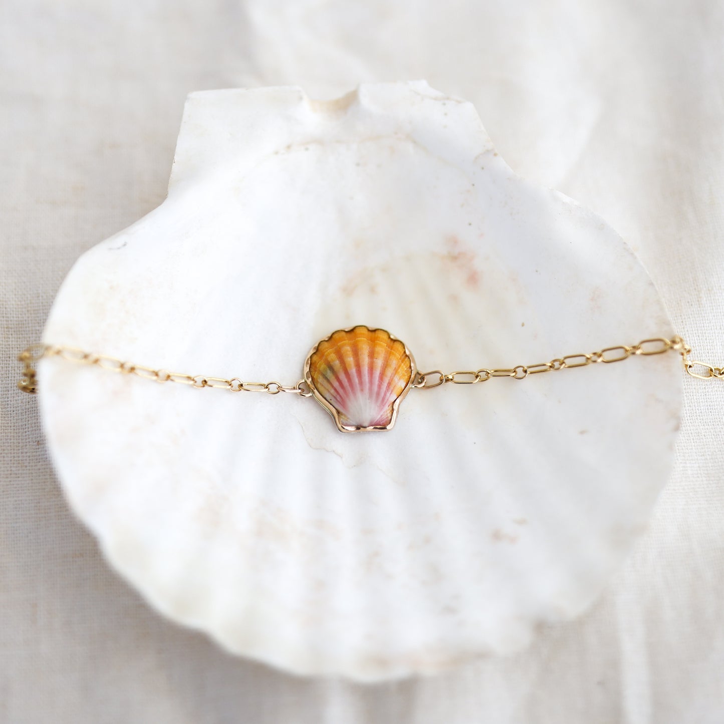 Gold Sunrise Shell Chain Cuff