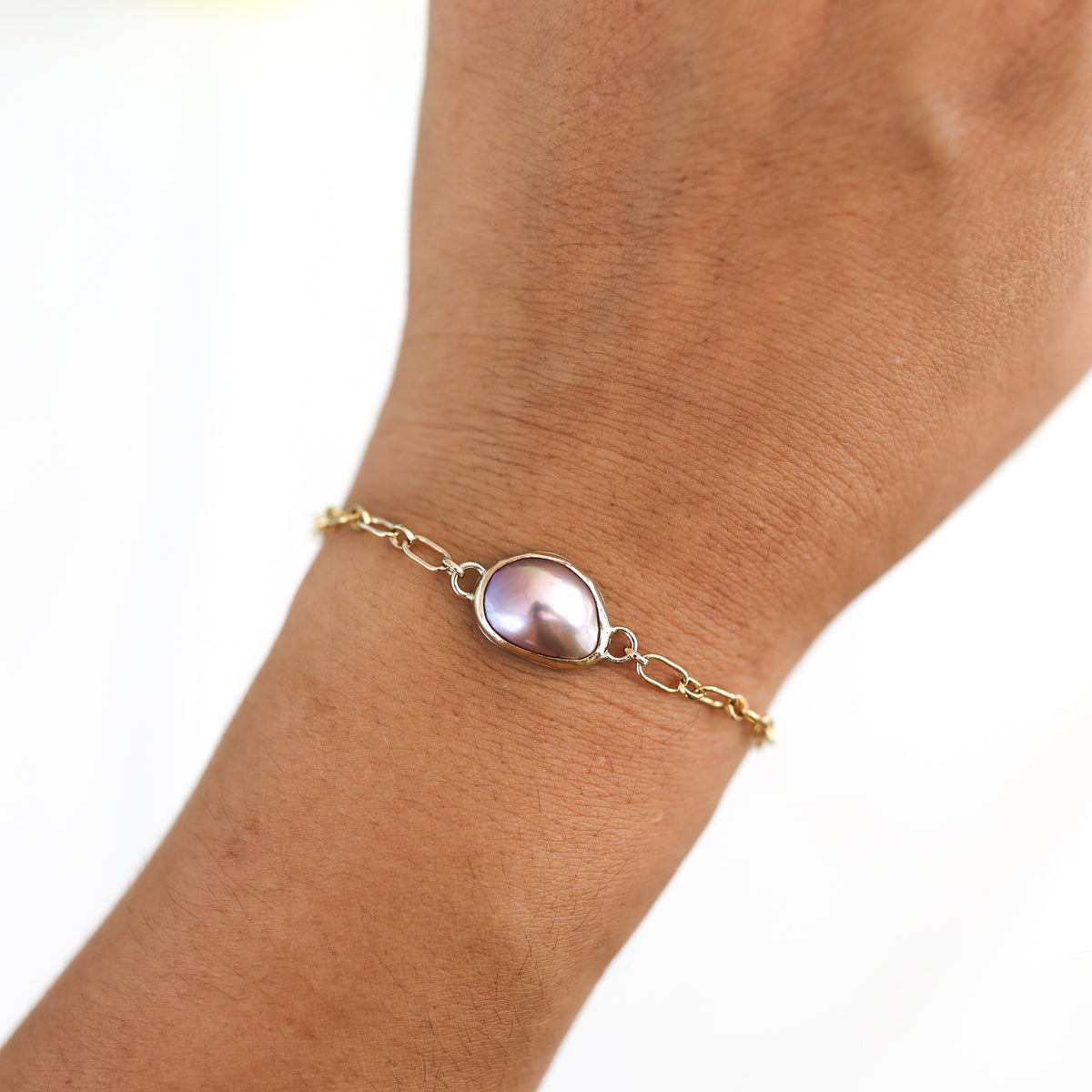 Gold Pearl and Shell Chain Bracelets