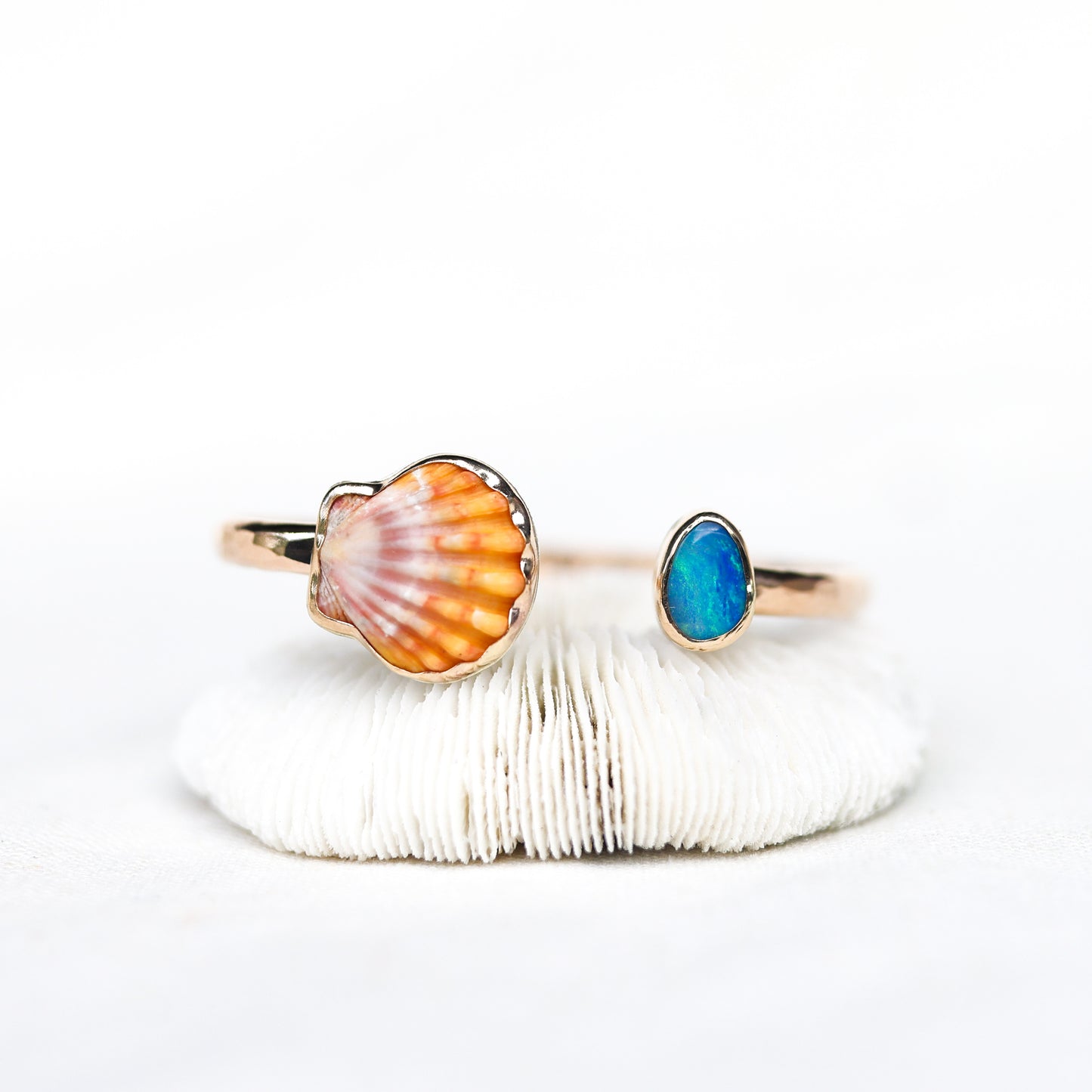 Gold Sunrise Shell and Australian Opal Cuff