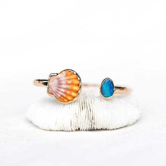 Gold Sunrise Shell and Australian Opal Cuff