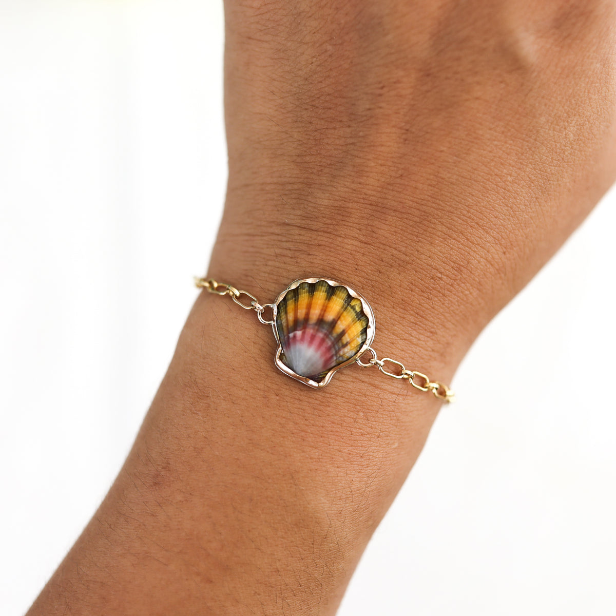 Gold Sunrise Shell Chain Cuff