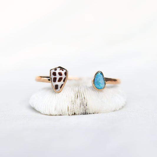 Gold Hebrew Cone And Australian Opal Cuff