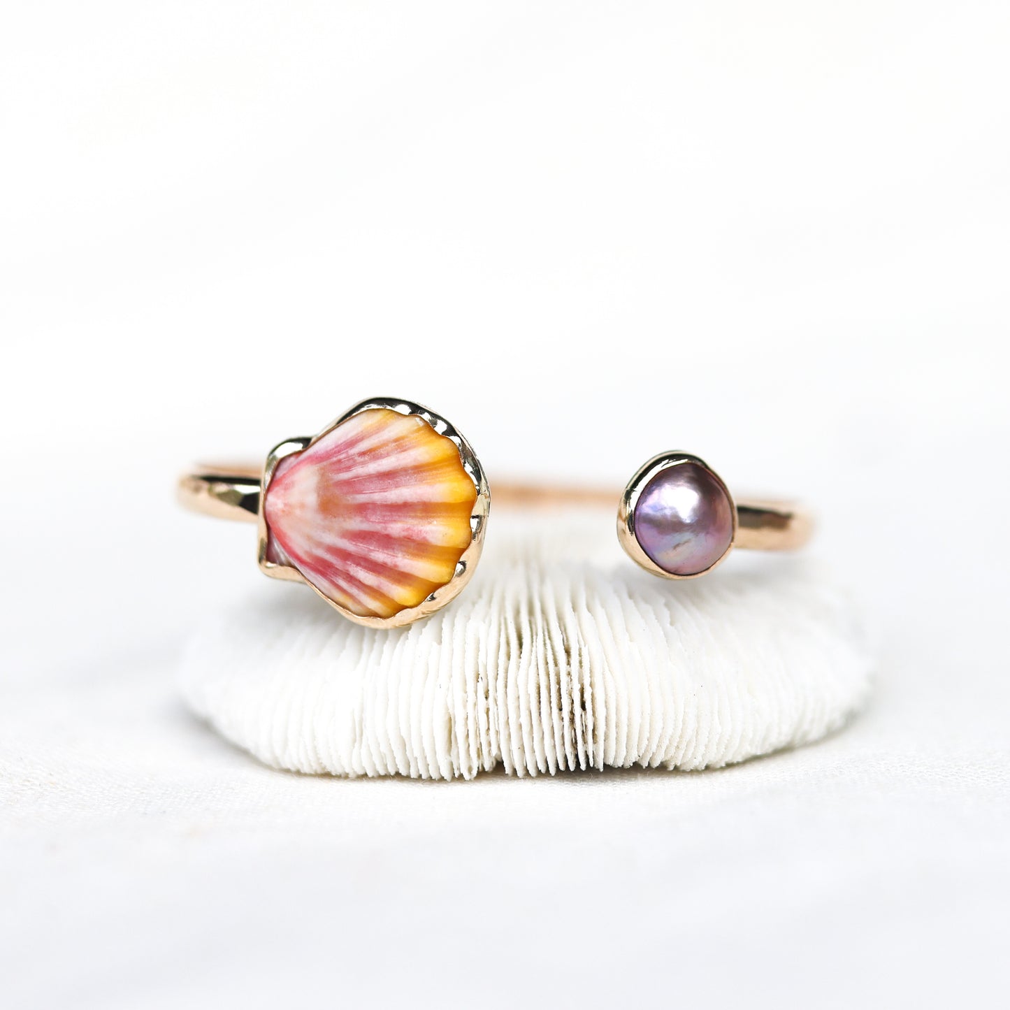 Gold Sunrise Shell and Pink Edison Pearl