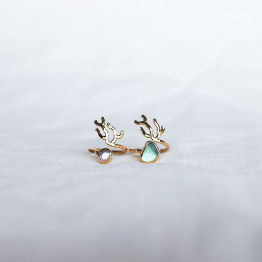 Gold sz. 5 Coral Branch Rings