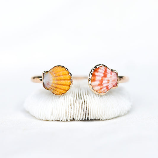 Gold Double Sunrise Shell Cuff